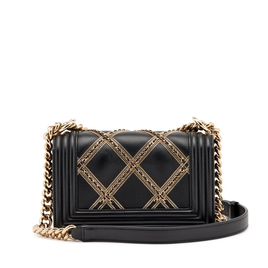Black Chain Quilted Lambskin Small Boy Flap Bag Gold Hardware, 2022