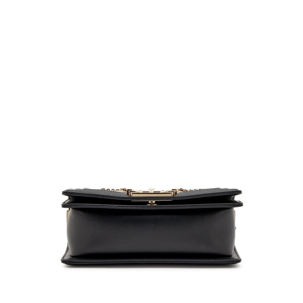 Black Chain Quilted Lambskin Small Boy Flap Bag Gold Hardware, 2022