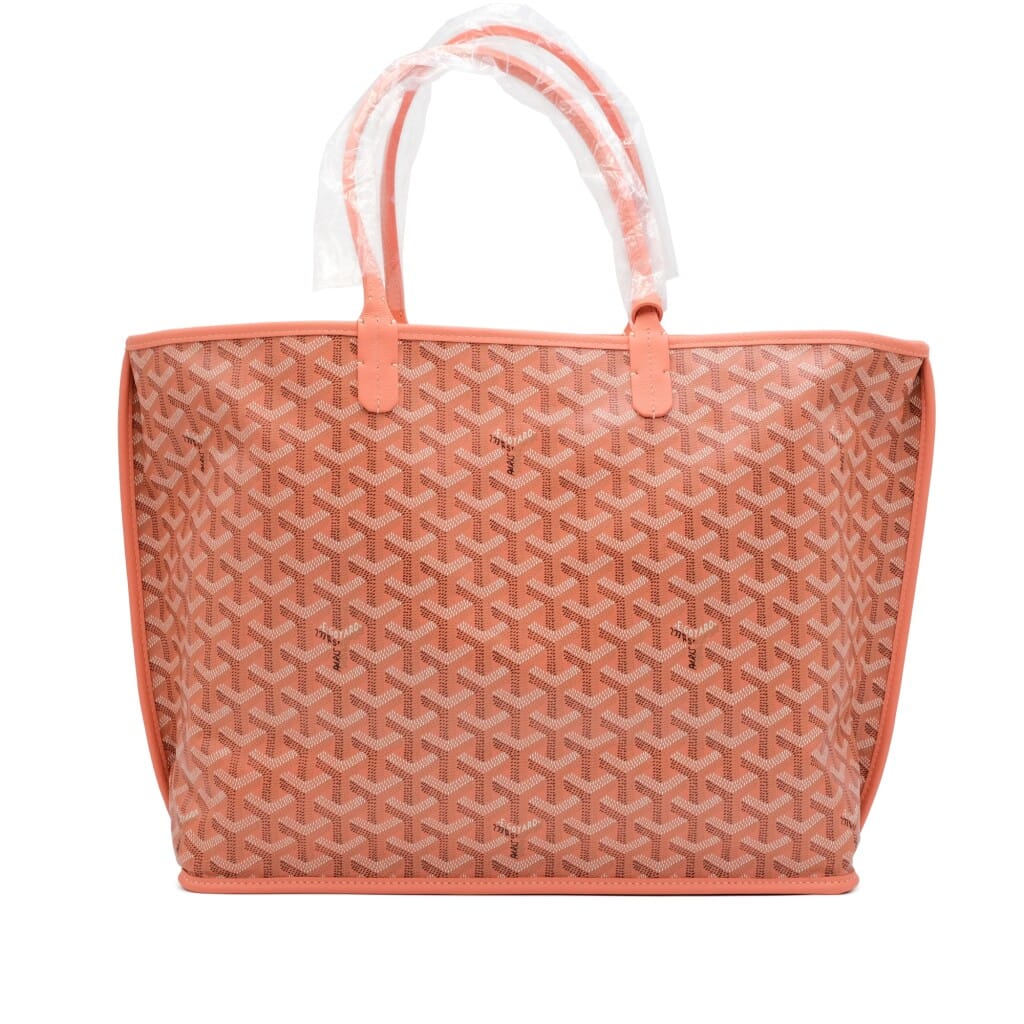 Coral Goyardine Canvas and Chevroches Calfskin Seahorse Embroidery Anjou PM Tote