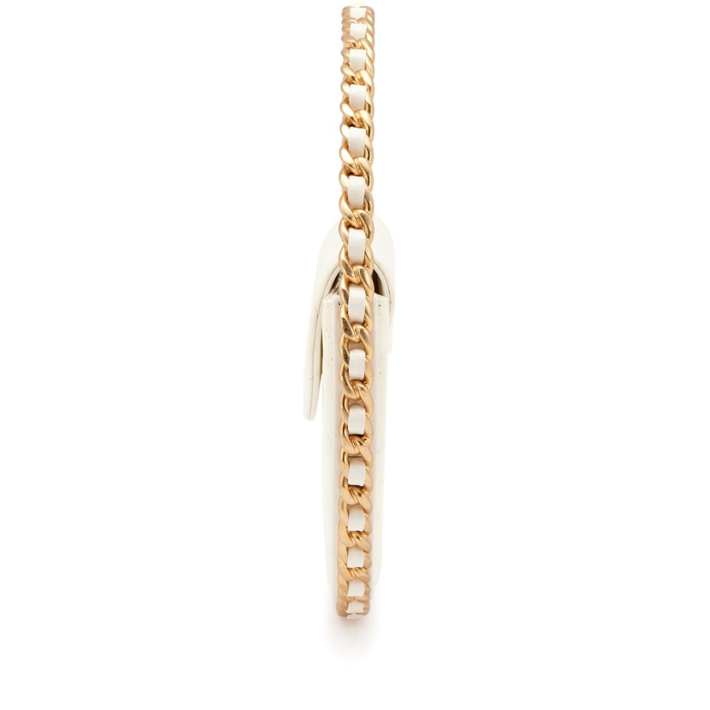 White Quilted Patent Leather Chain Around Hoop Bag Aged Gold Hardware, 2023