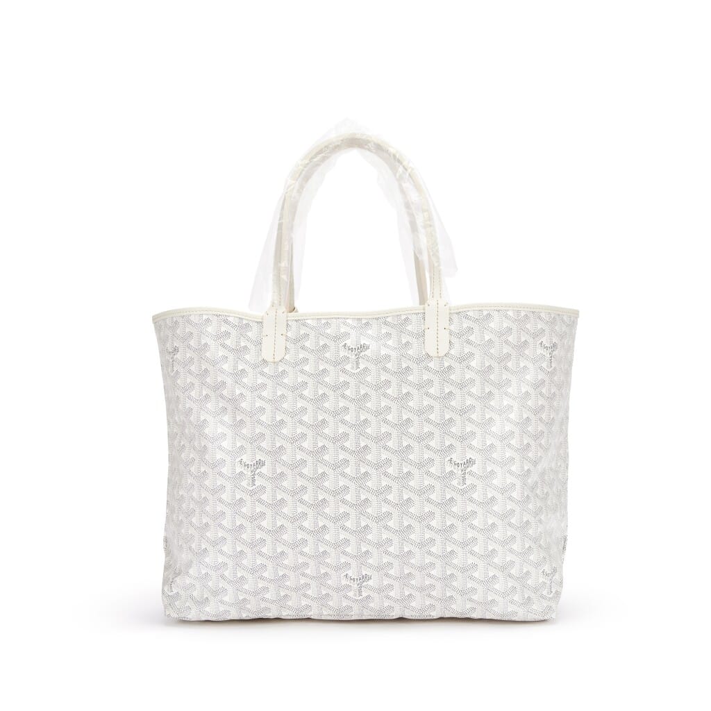 White Goyardine Canvas and Chevroches Calfskin Saint Louis PM Tote