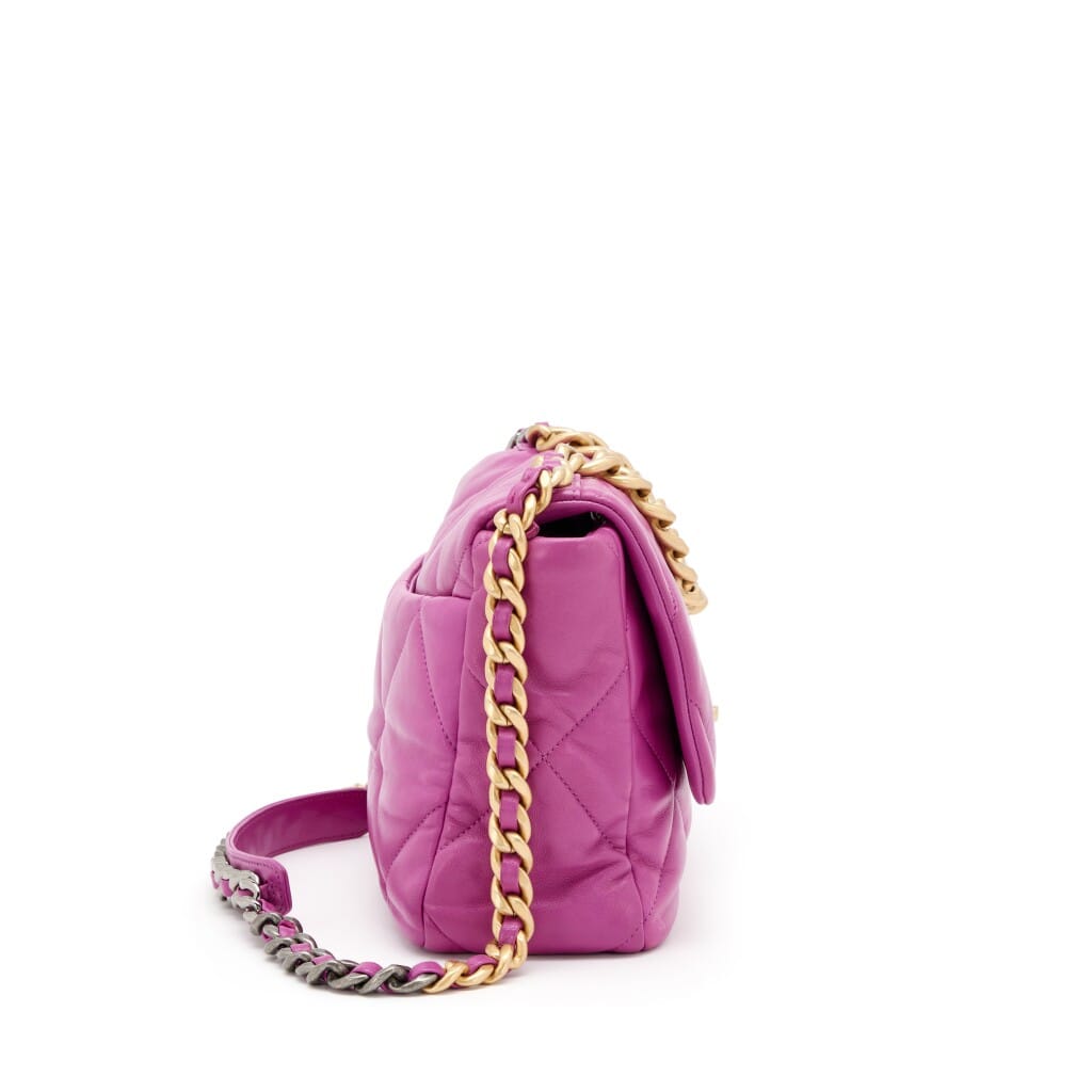 Purple Quilted Lambskin Medium Chanel 19 Flap Bag Mixed Hardware, 2020