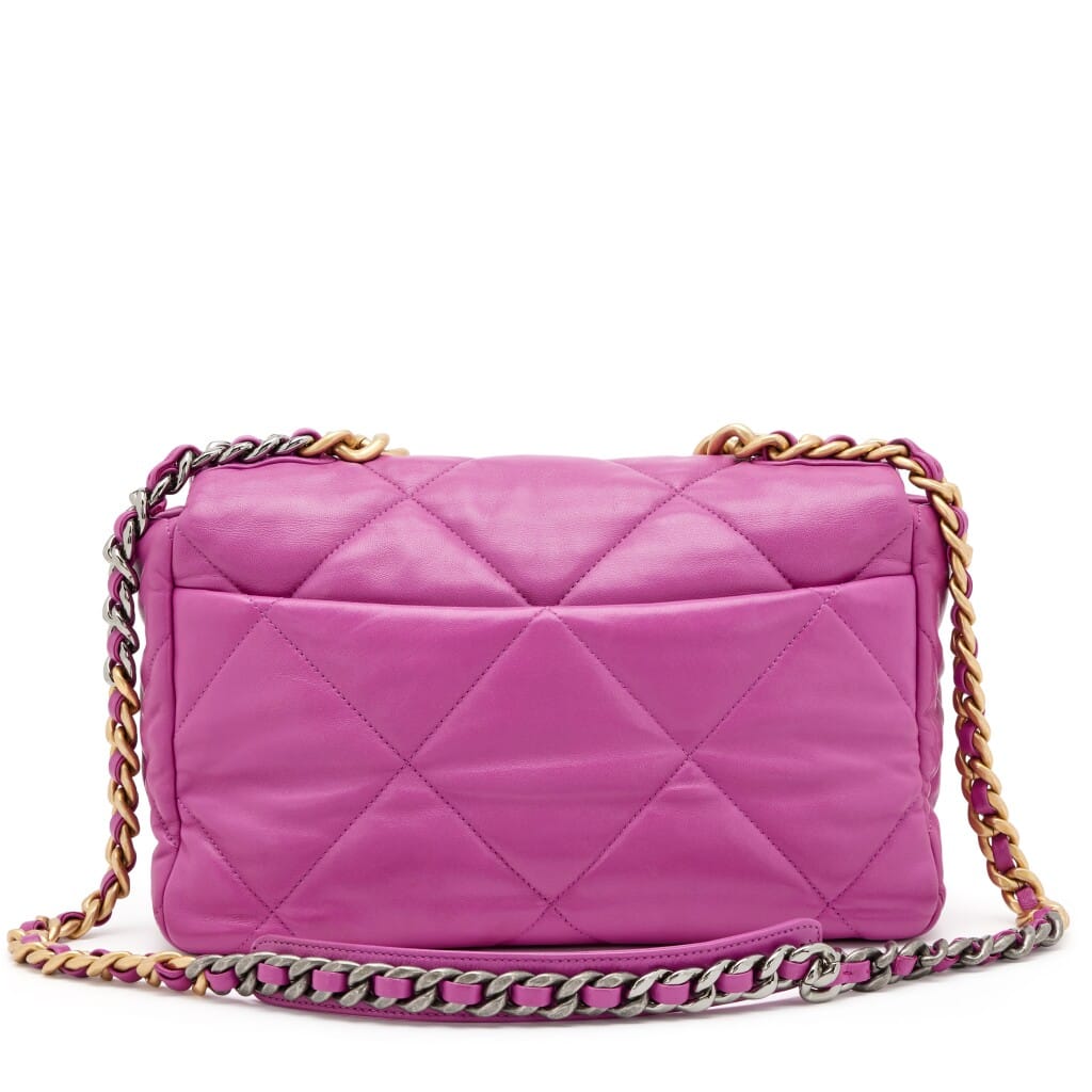 Purple Quilted Lambskin Medium Chanel 19 Flap Bag Mixed Hardware, 2020