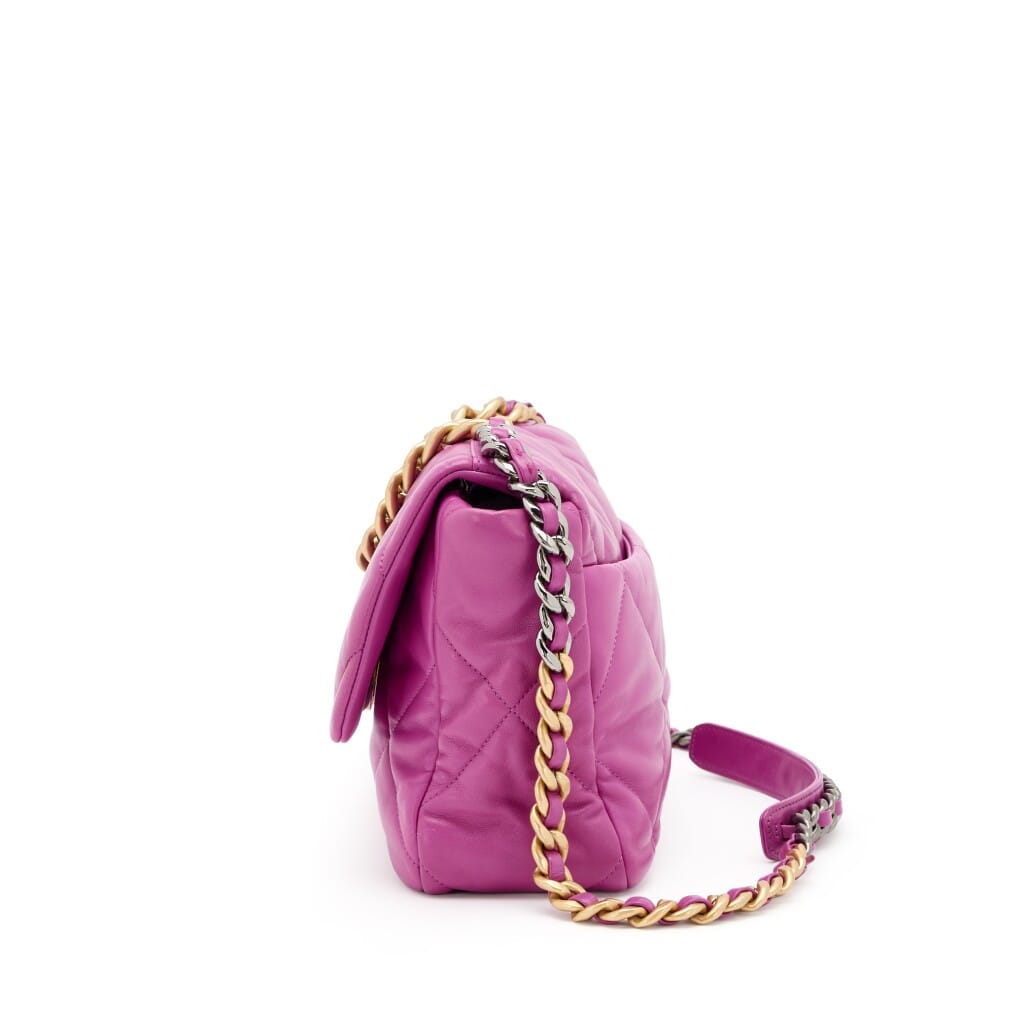 Purple Quilted Lambskin Medium Chanel 19 Flap Bag Mixed Hardware, 2020