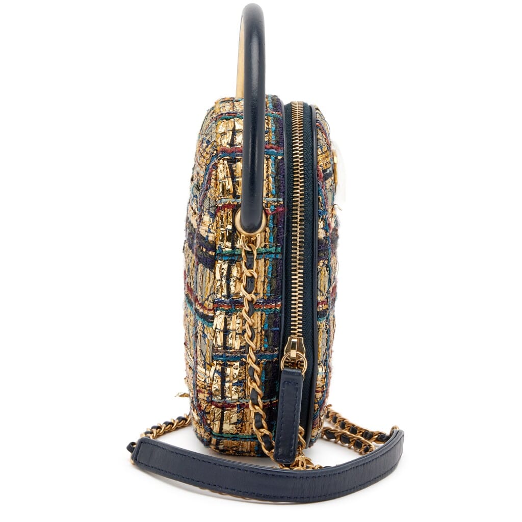 Gold and Navy Tweed Metiers D'Art Paris-Egypt Top Handle Case Aged Gold Hardware, 2019