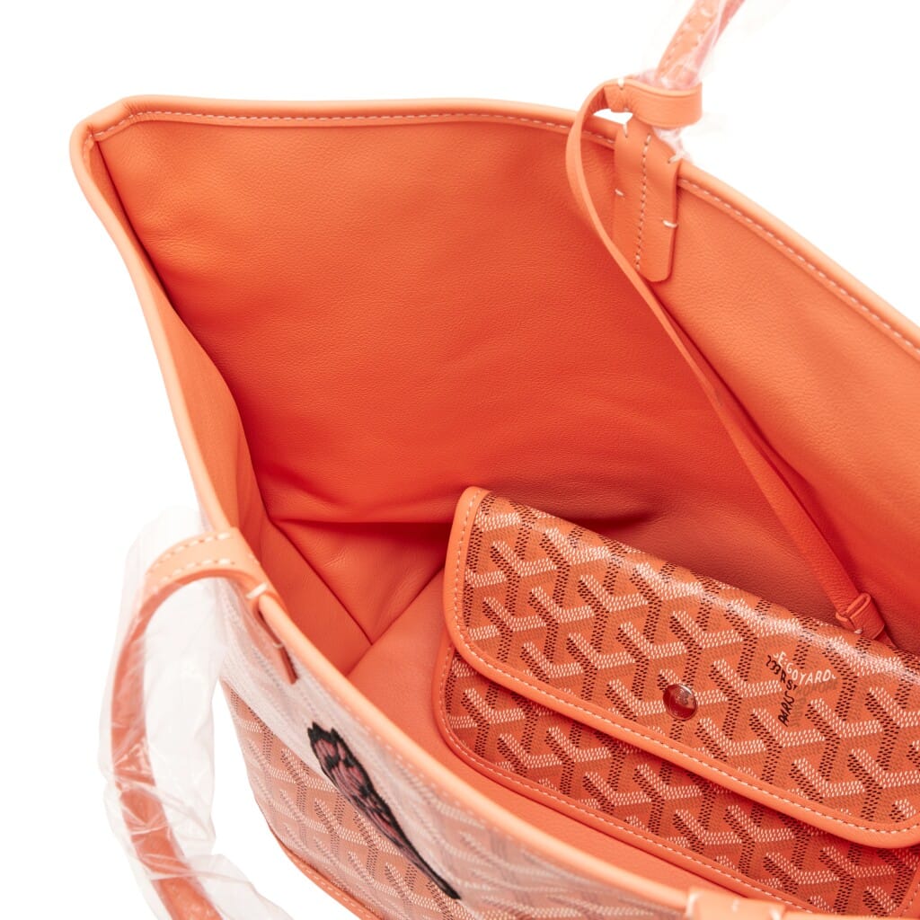 Limited Edition Coral Pink Goyardine Canvas and Chevroches Calfskin Reversible Seahorse Embroidery Anjou PM Tote, 2024