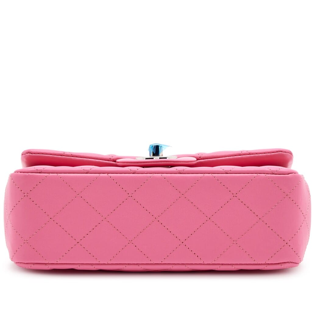 Pink Quilted Lambskin Mini Rectangular Classic Single Flap Silver Hardware, 2019