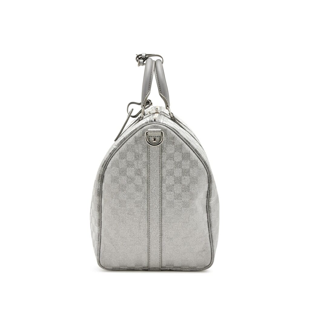 Virgil Abloh Silver Glitter Damier Leather Keepall 50 Bandoulière Silver Hardware, 2022