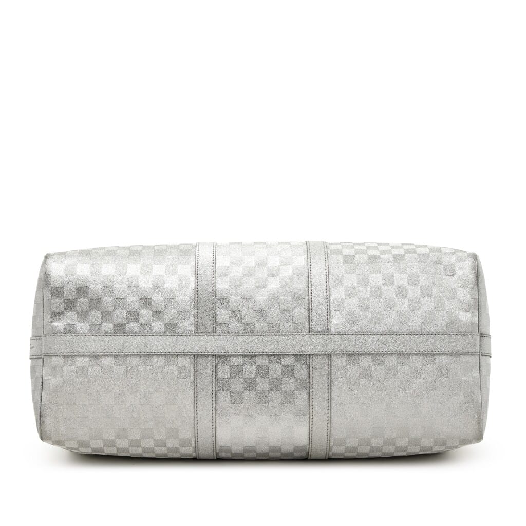 Virgil Abloh Silver Glitter Damier Leather Keepall 50 Bandoulière Silver Hardware, 2022