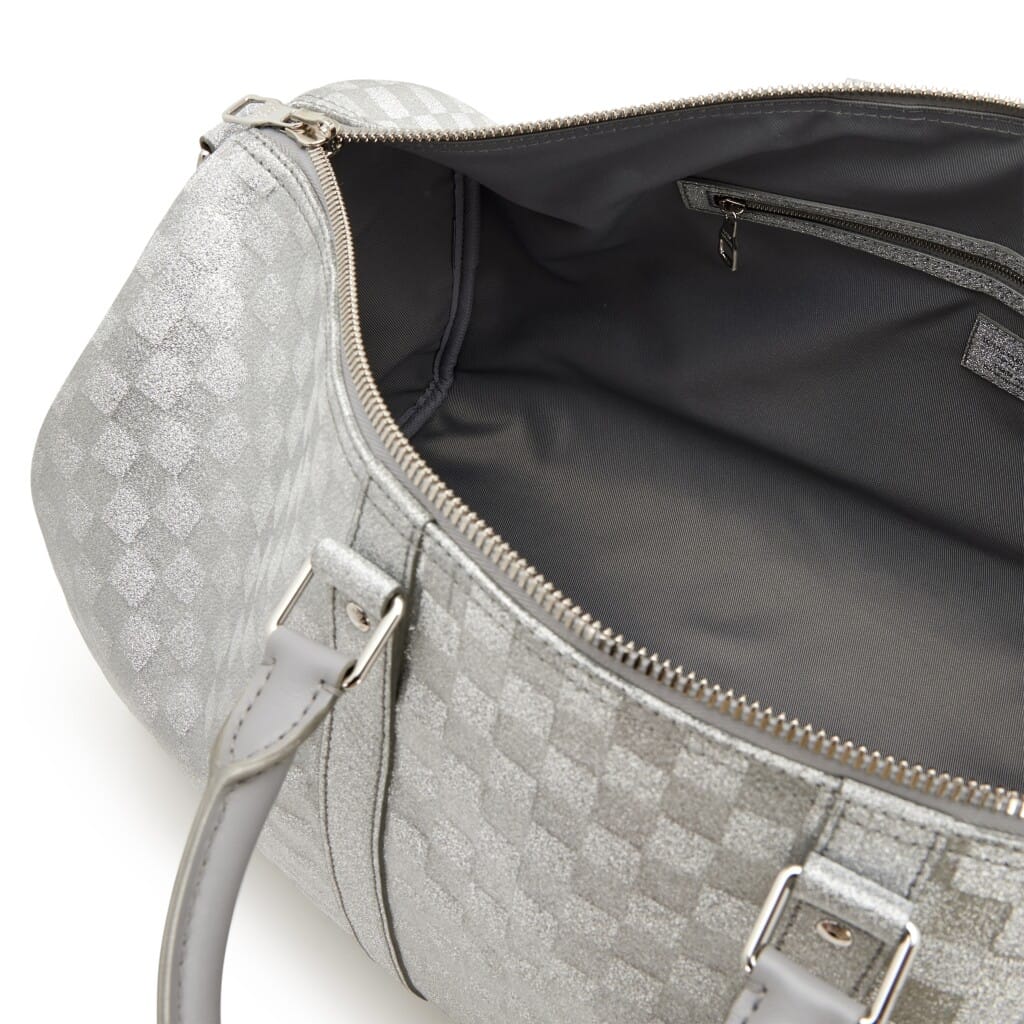 Virgil Abloh Silver Glitter Damier Leather Keepall 50 Bandoulière Silver Hardware, 2022