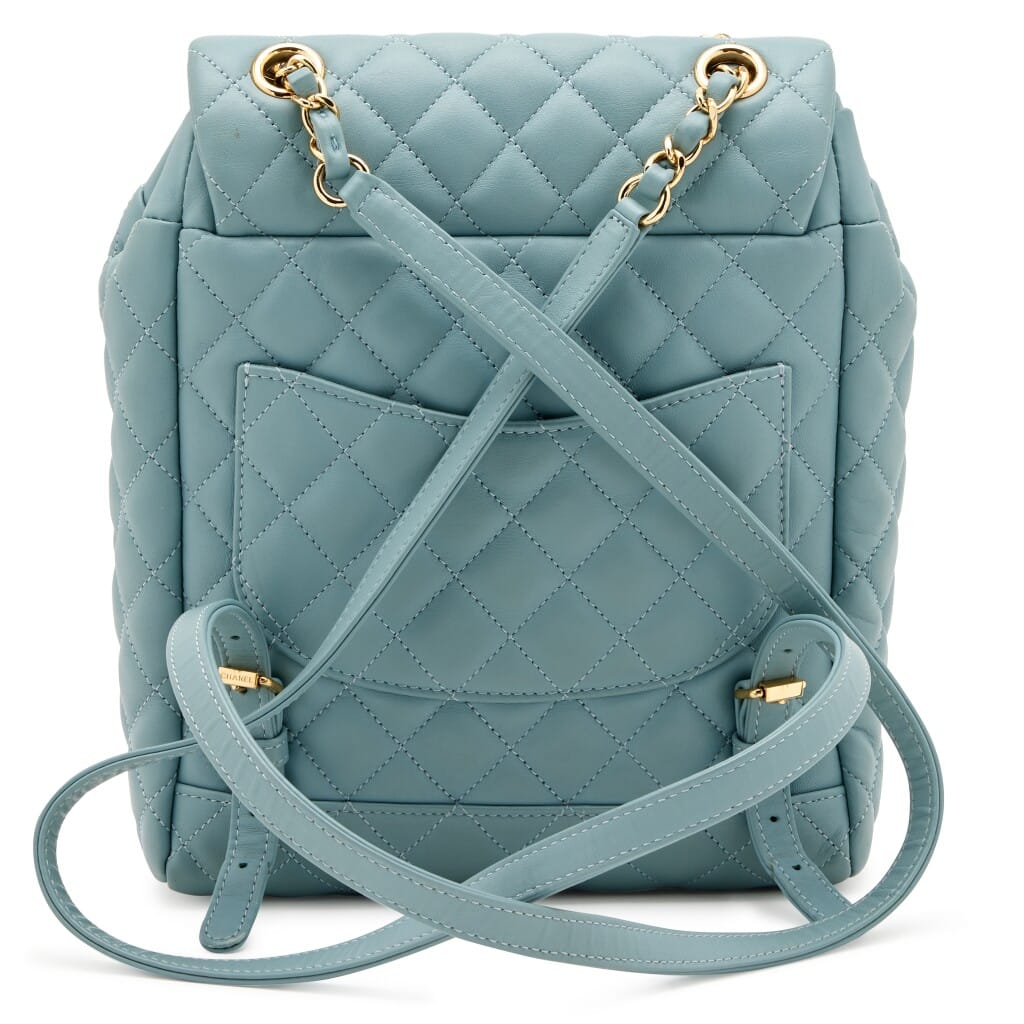 Blue Quilted Lambskin Small Urban Spirit Backpack Gold Hardware, 2018