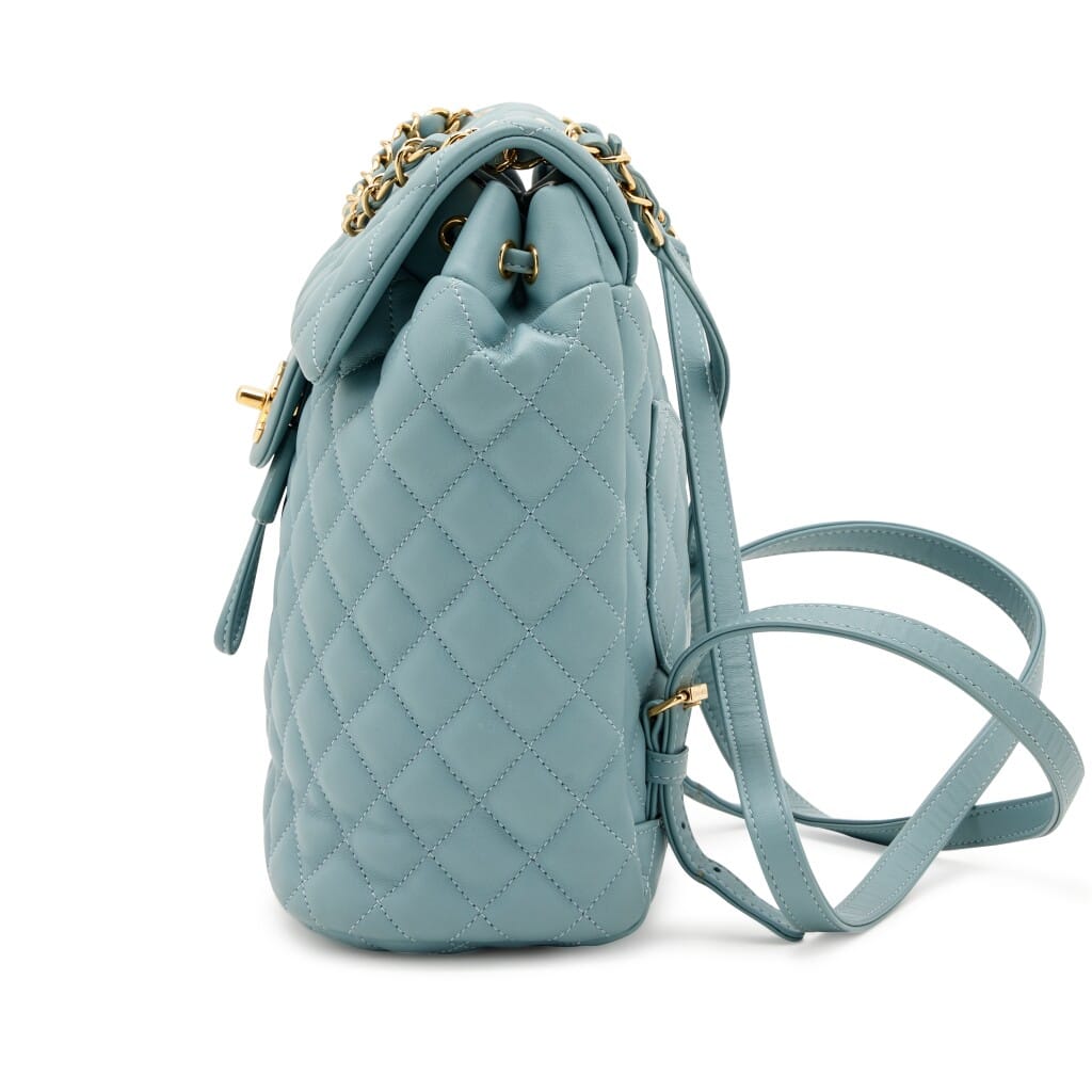 Blue Quilted Lambskin Small Urban Spirit Backpack Gold Hardware, 2018