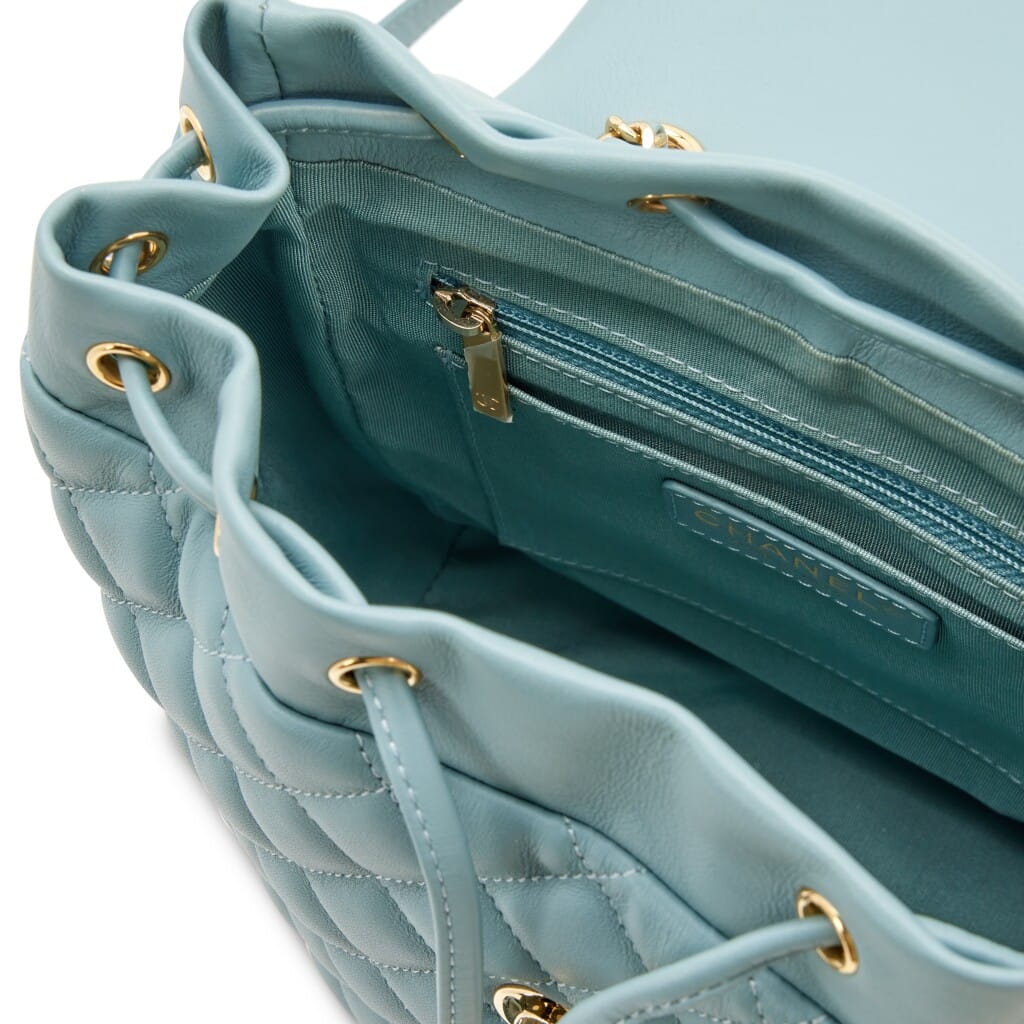 Blue Quilted Lambskin Small Urban Spirit Backpack Gold Hardware, 2018