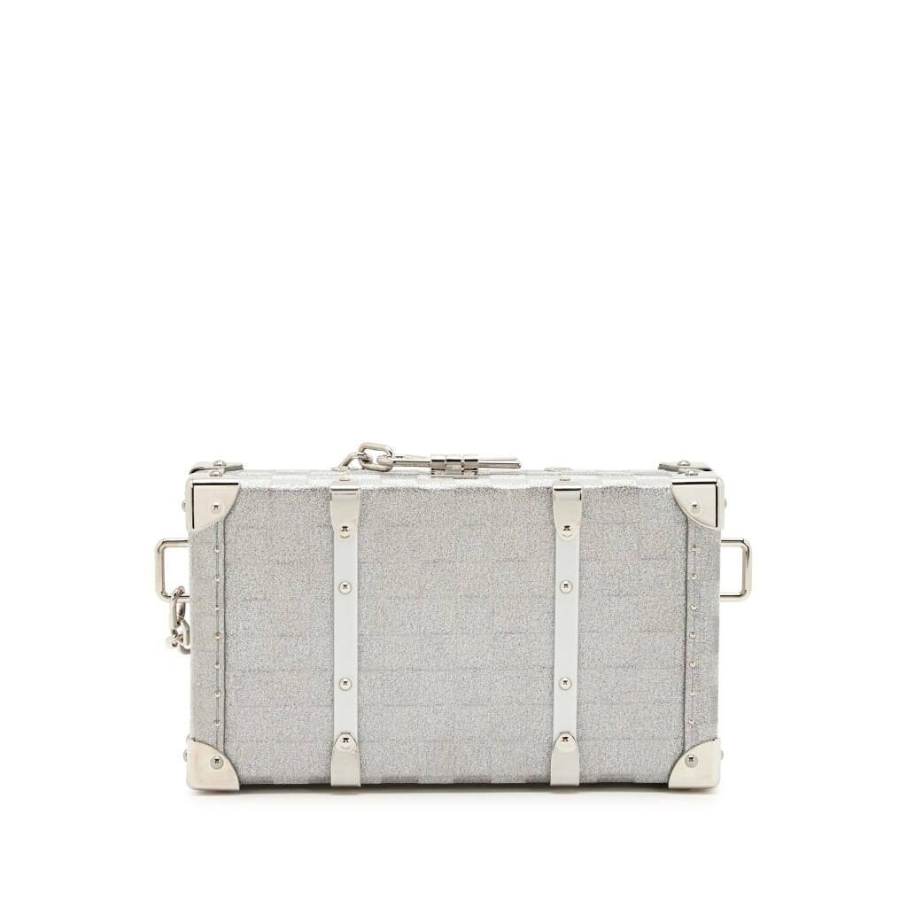 Silver Glitter Aluminum Monogram Briefcase Trunk Silver Hardware, 2022