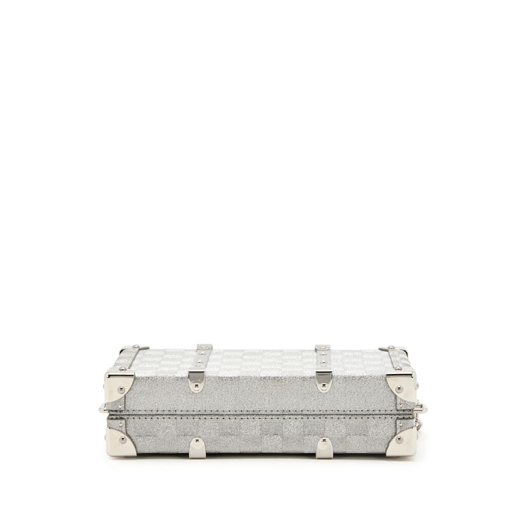 Silver Glitter Aluminum Monogram Briefcase Trunk Silver Hardware, 2022
