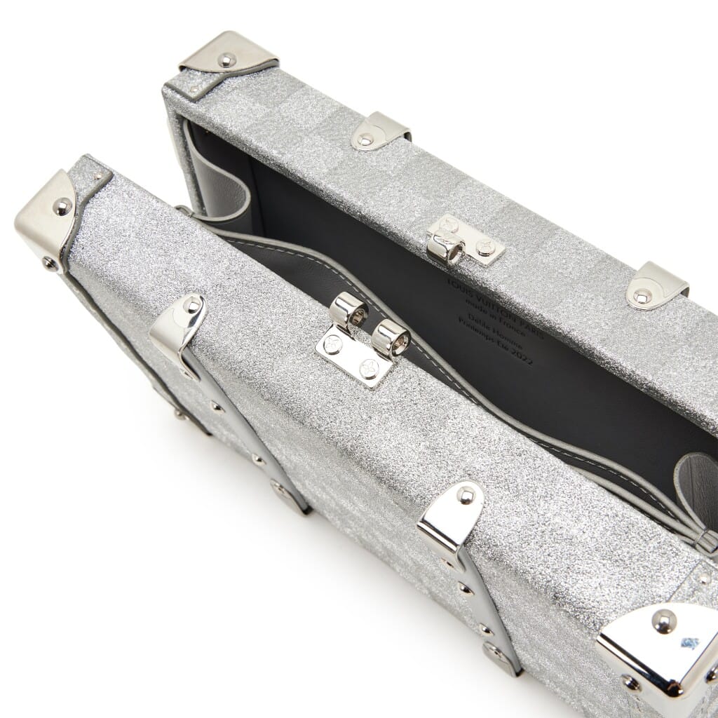 Silver Glitter Aluminum Monogram Briefcase Trunk Silver Hardware, 2022