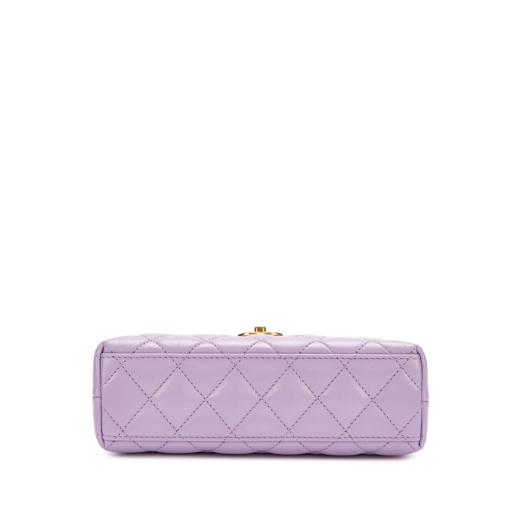 Purple Quilted Aged Calfskin Mini Kelly Bag Aged Gold Hardware