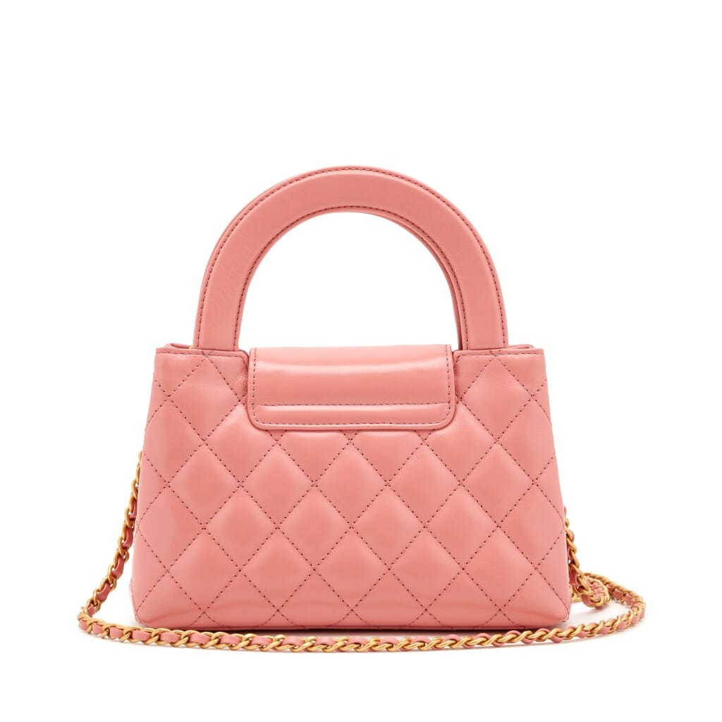 Pink Aged Quilted Calfskin Mini Kelly Shopper Brushed Gold Hardware, 2023