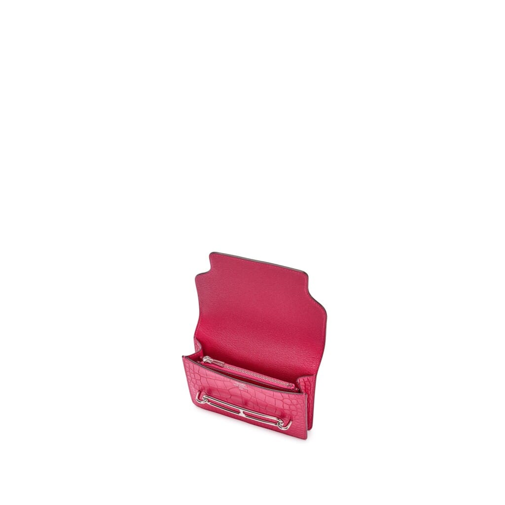 Rose Mexico Matte Alligator Roulis Slim Wallet Palladium Hardware, 2021