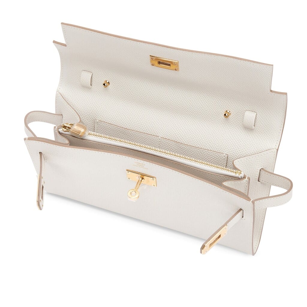 Gris Pale Epsom Kelly-To-Go Wallet Gold Hardware, 2023