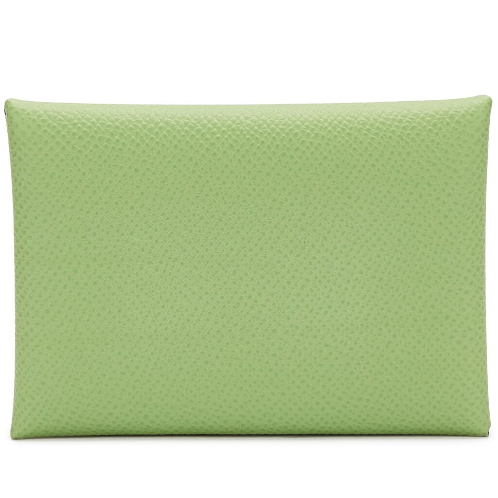 Vert Criquet Epsom Calvi Duo Card Holder Palladium Hardware, 2023