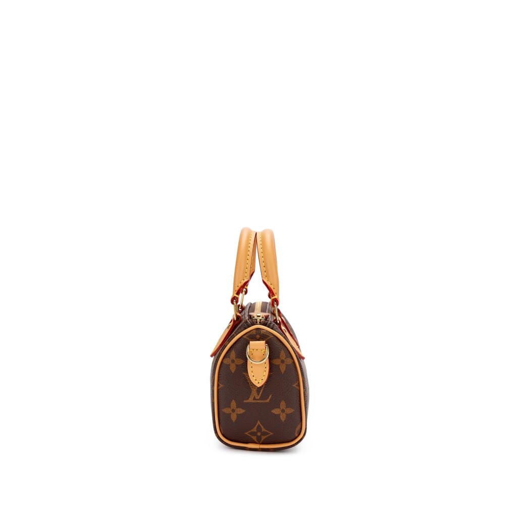 Brown Monogram Coated Canvas Nano Speedy Gold Hardware, 2023