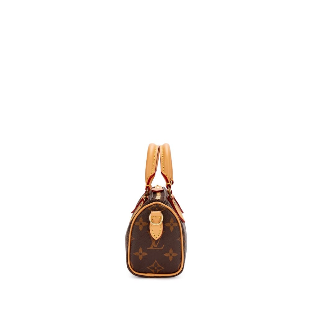 Brown Monogram Coated Canvas Nano Speedy Gold Hardware, 2023