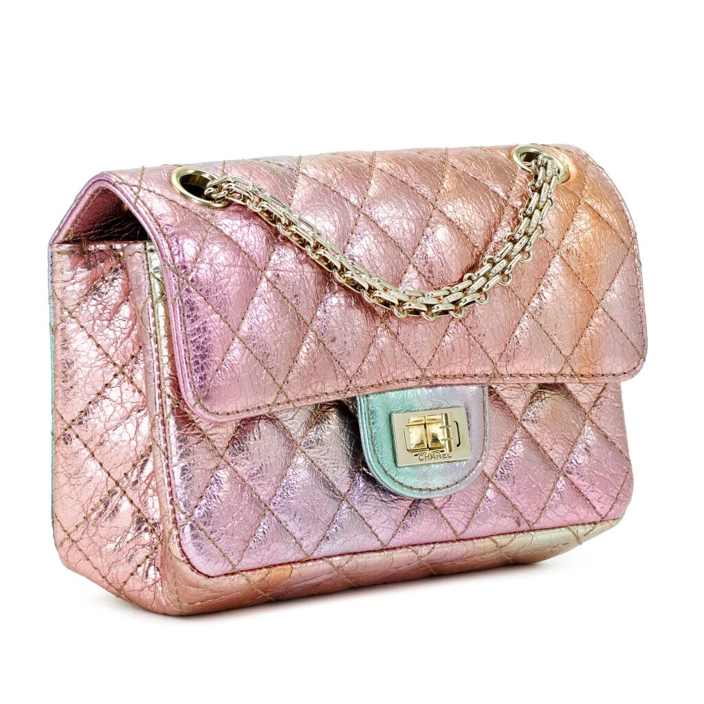 Rainbow Metallic Quilted Aged Calfskin Reissue 2.55 224 Single Flap Gold Hardware, 2020