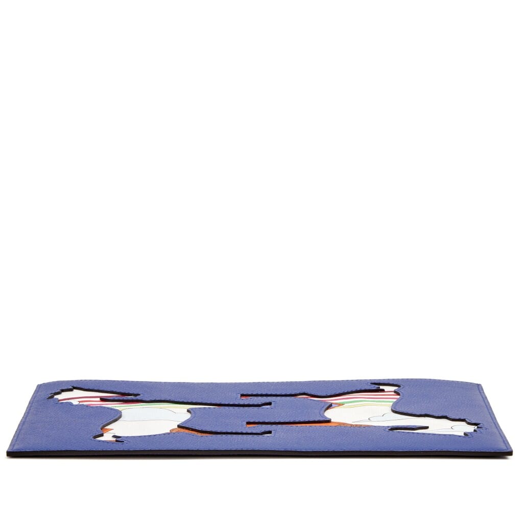 Blue Electric and Anemone Voyage En Etoffes Scarf Print Cutout Petit Pouch
