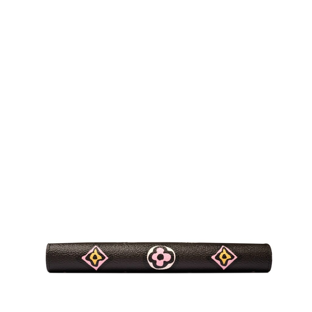 Black, White and Pink Coated Canvas "Wild at Heart" Zippy Wallet Gold Hardware