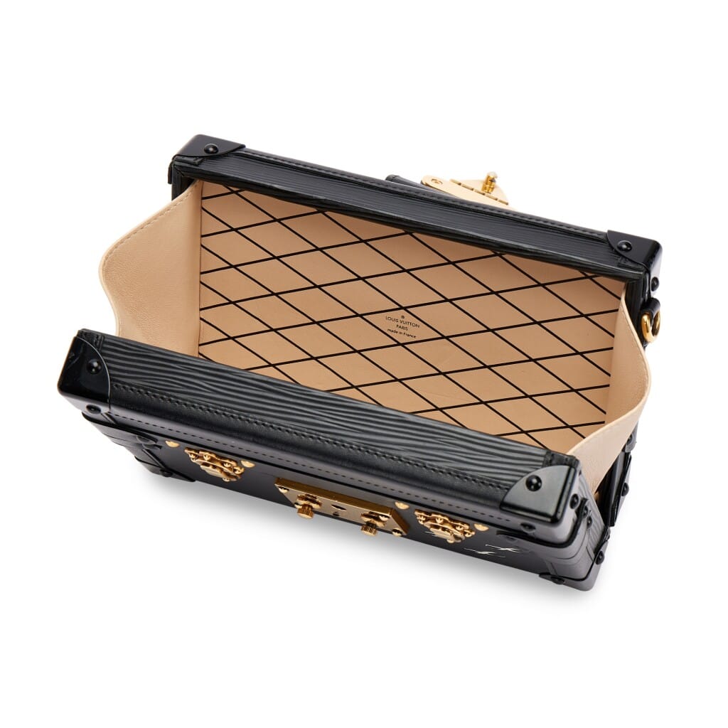 Black Epi and Cowhide Leather Petite Malle Gold Hardware