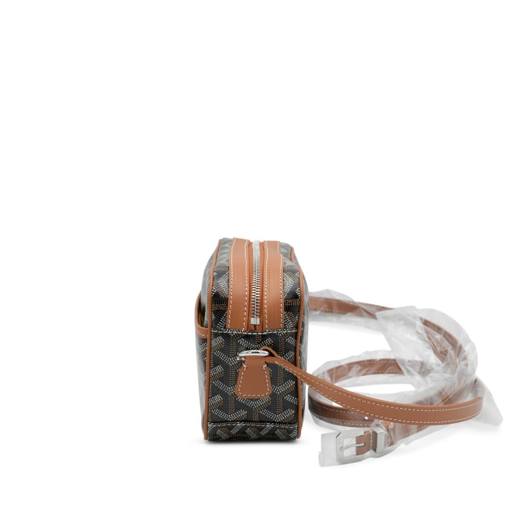 Black Goyardine Canvas and Tan Chevroches Calfskin Cap-Vert PM Bag