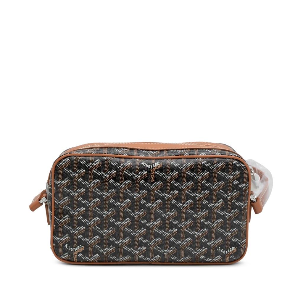 Black Goyardine Canvas and Tan Chevroches Calfskin Cap-Vert PM Bag