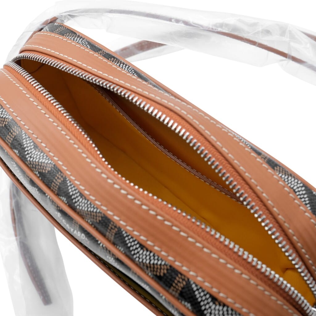 Black Goyardine Canvas and Tan Chevroches Calfskin Cap-Vert PM Bag