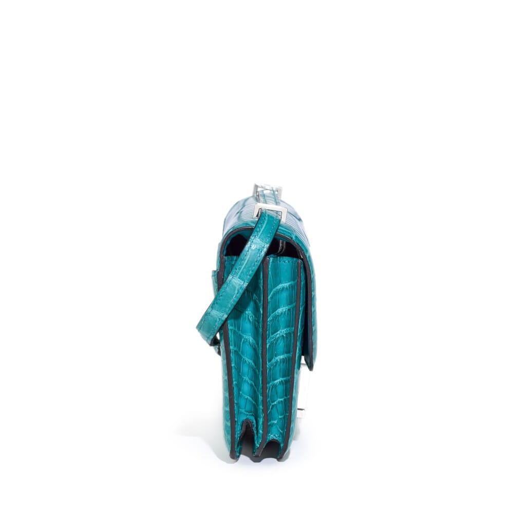 Bleu Paon Matte Alligator Constance Elan Palladium Hardware, 2018