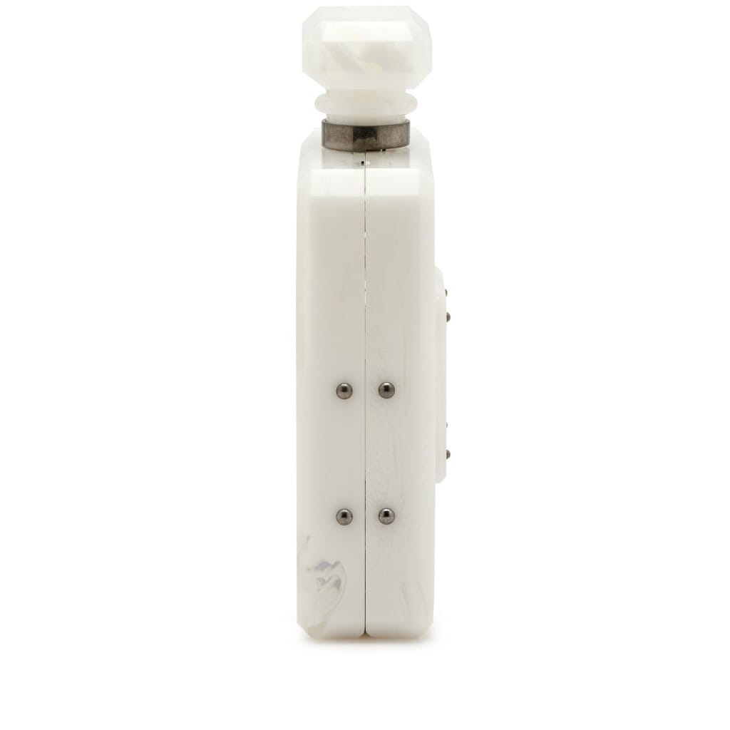 White Marble Plexiglass A Métiers D'Art Paris-Rome No 5 Perfume Bottle Minaudiere Clutch Gunmetal Hardware, 2016
