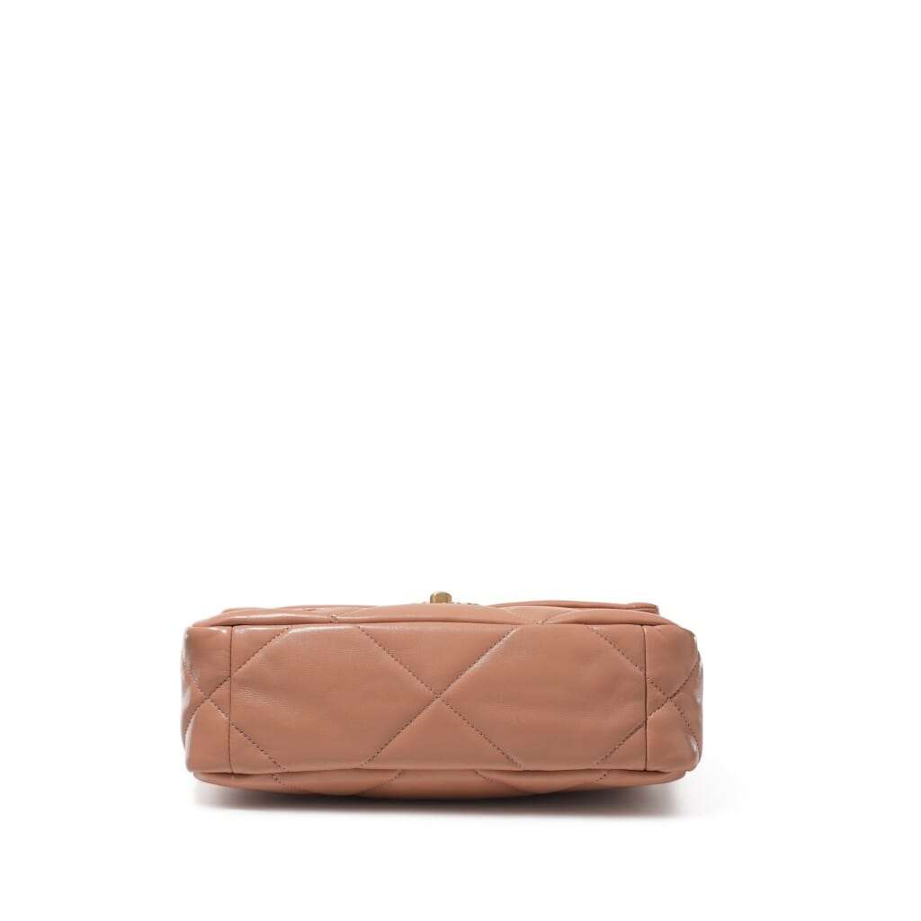 Coral Quilted Lambskin Small Chanel 19 Flap Gold and Ruthenium Hardware