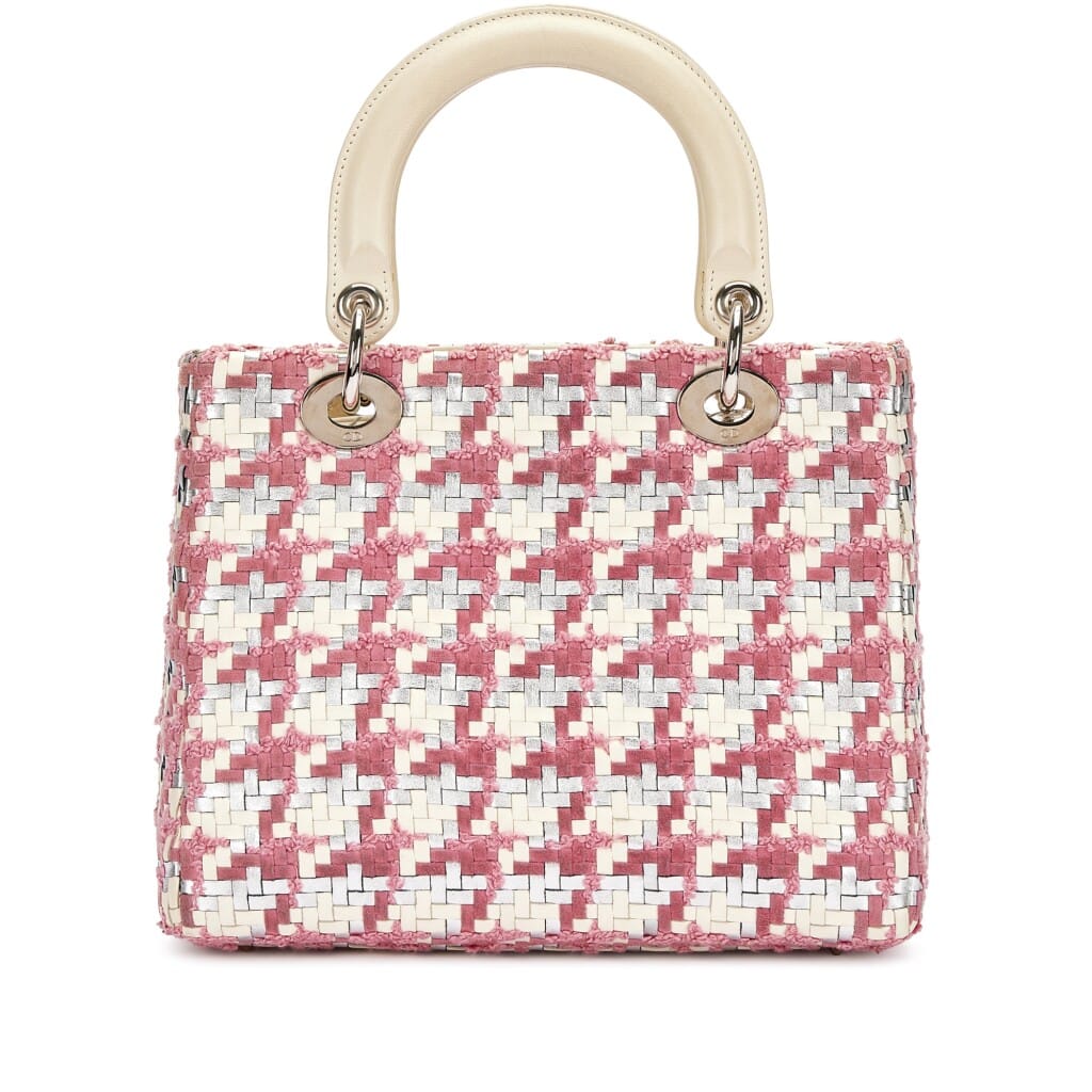 Pink, White and Silver Tweed Medium Lady Dior Silver Hardware, 2013