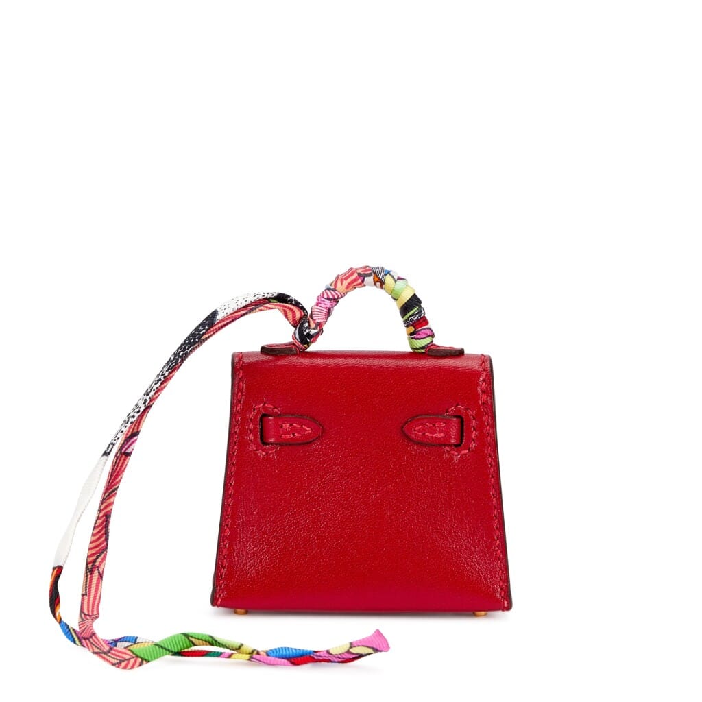 Rubis Tadelakt Micro Mini Kelly Twilly Bag Charm Gold Hardware, 2022