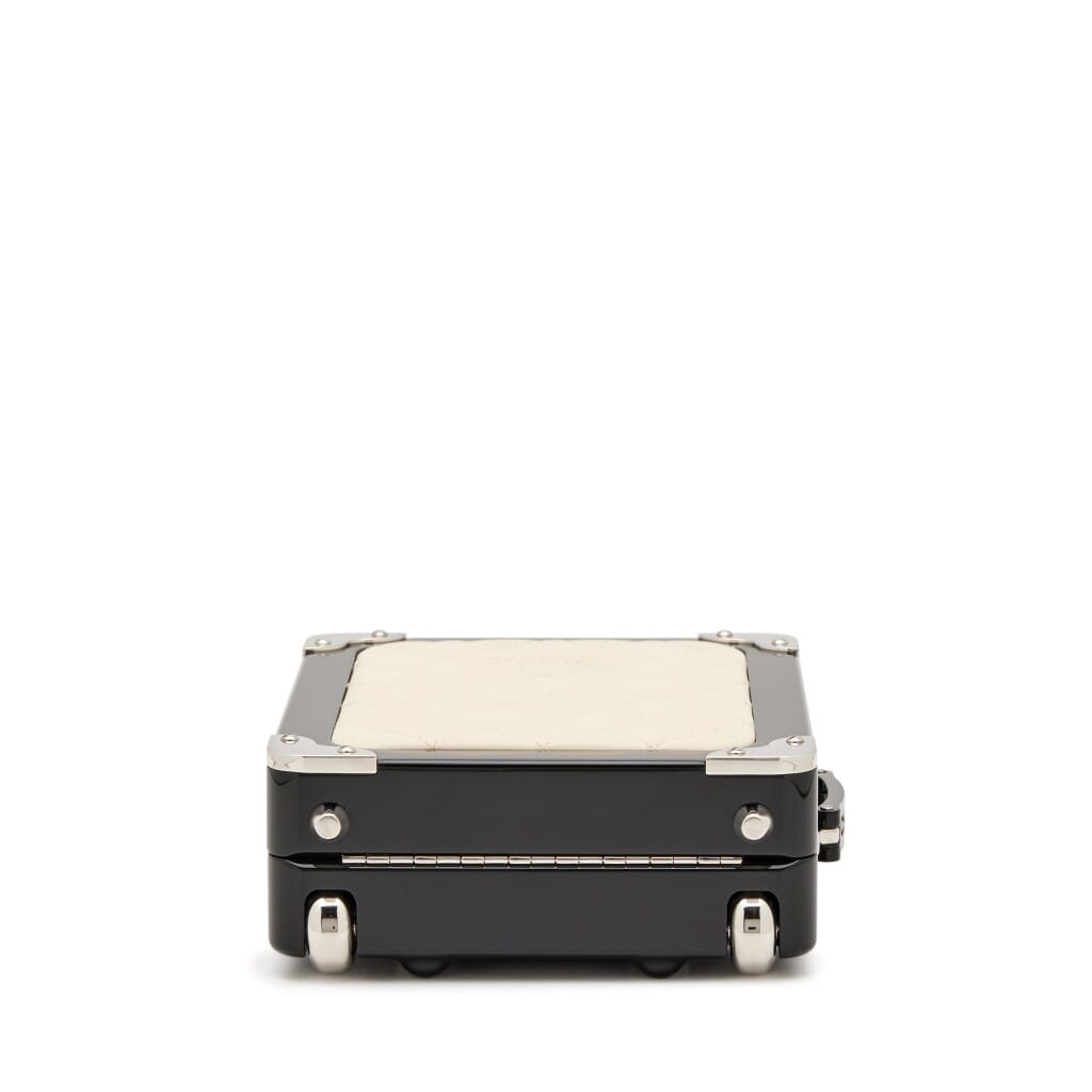 Cream White Quilted Lambskin and Black Plexiglass Evening In The Air Mini Trolley Minaudiere Clutch Silver Hardware, 2016