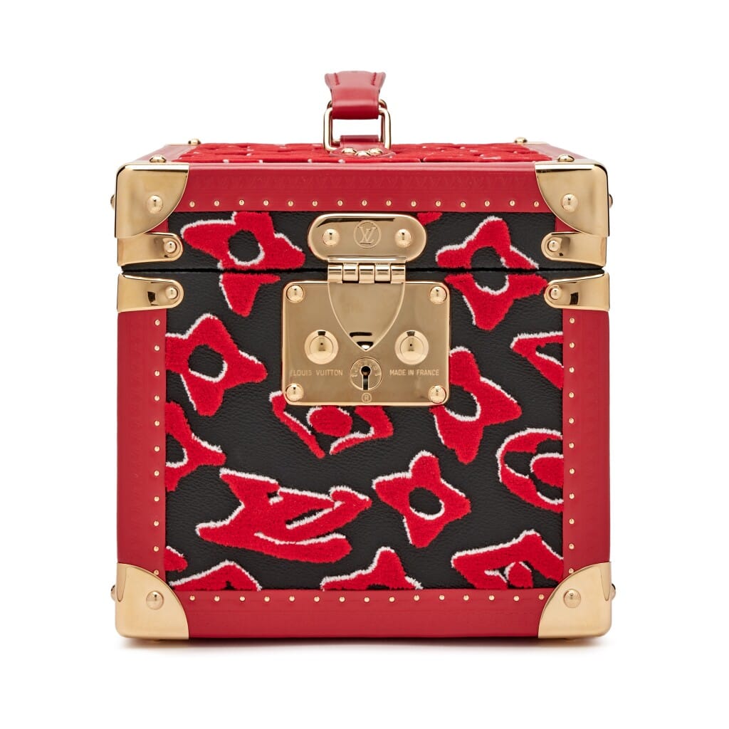 Red, White, and Black Tufted Monogram Canvas Limited Edition Boite Flacons Beauty Train Trunk Case Gold Hardware, 2020