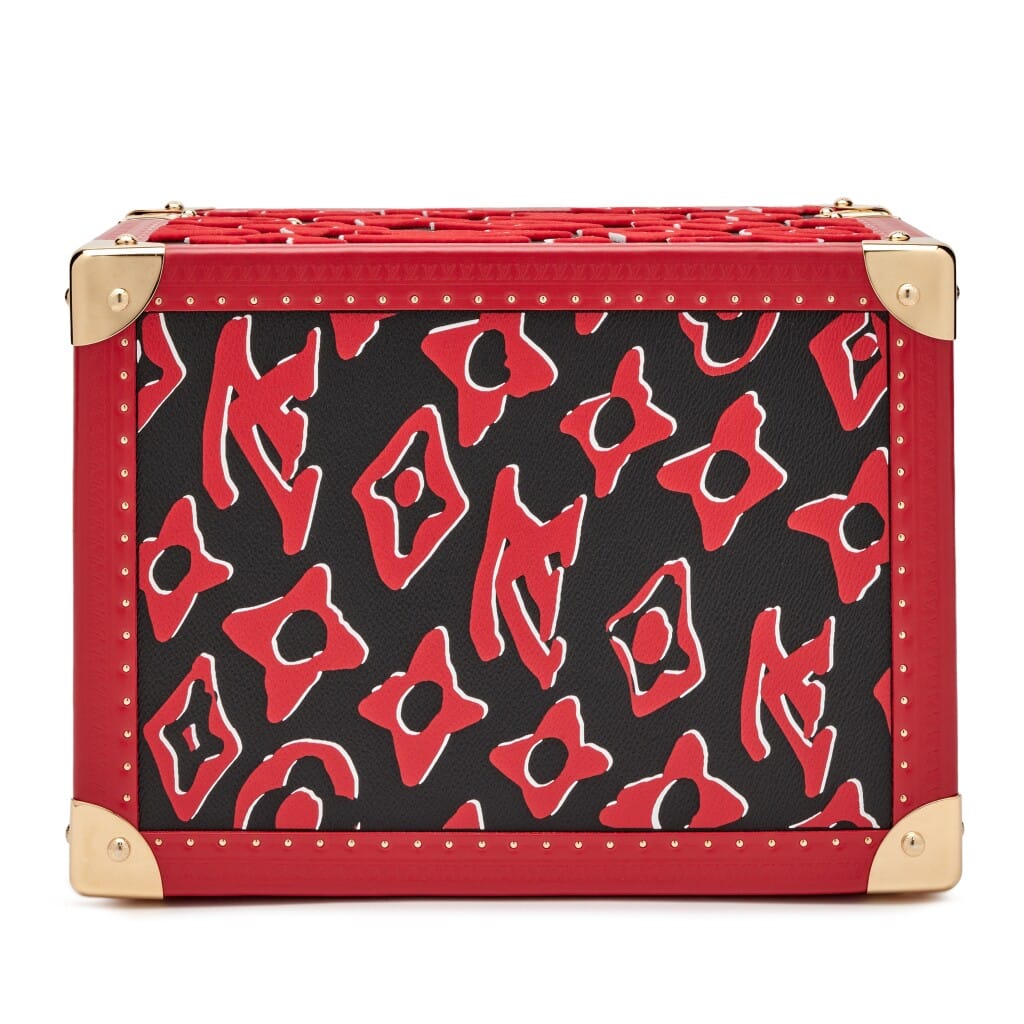 Red, White, and Black Tufted Monogram Canvas Limited Edition Boite Flacons Beauty Train Trunk Case Gold Hardware, 2020