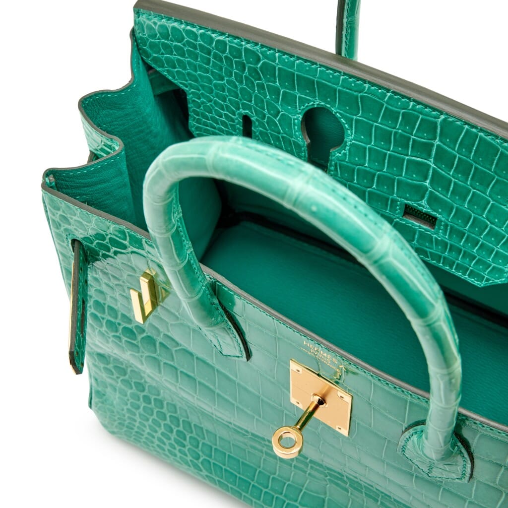 Vert Jade Porosus Crocodile Birkin 30 Gold Hardware, 2019