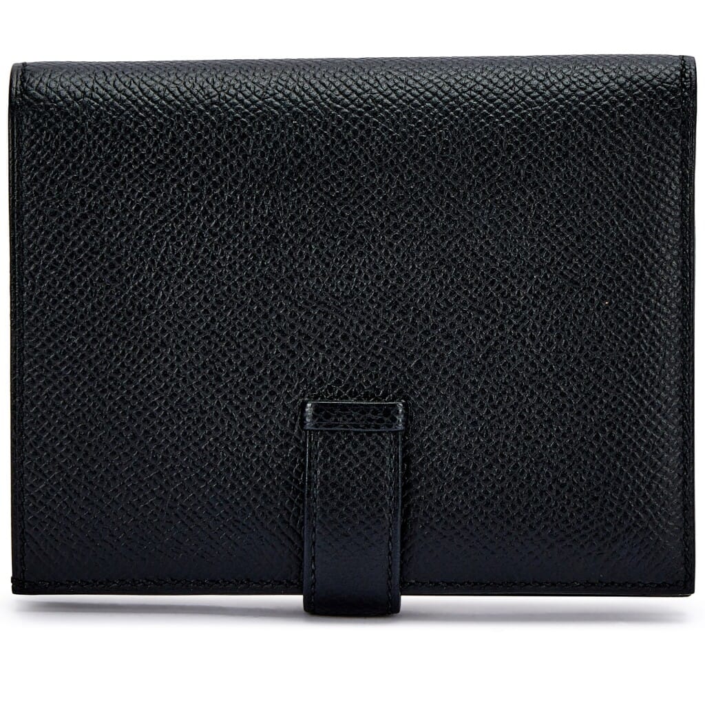 Black Epsom Bearn Compact Wallet Gold Hardware, 2023