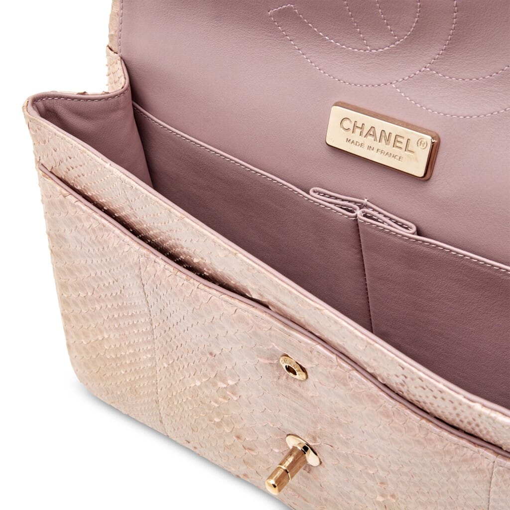 Iridescent Pink Python Classic Double Flap Jumbo Flap Bag Gold Hardware, 2012