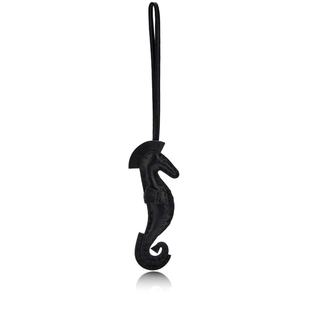 Black Milo Lambskin Seahorse Charm, 2023