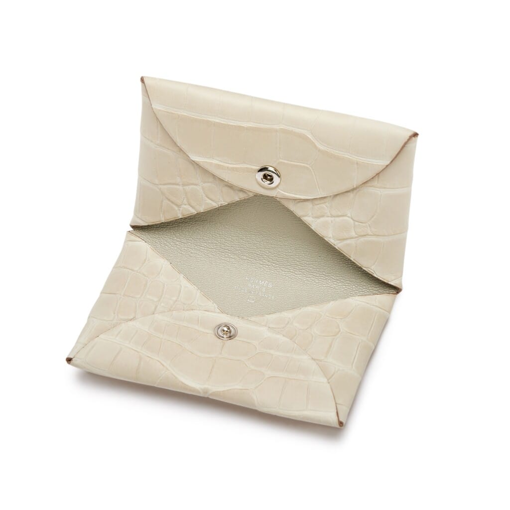 Beton Matte Alligator Calvi Card Holder Palladium Hardware, 2023
