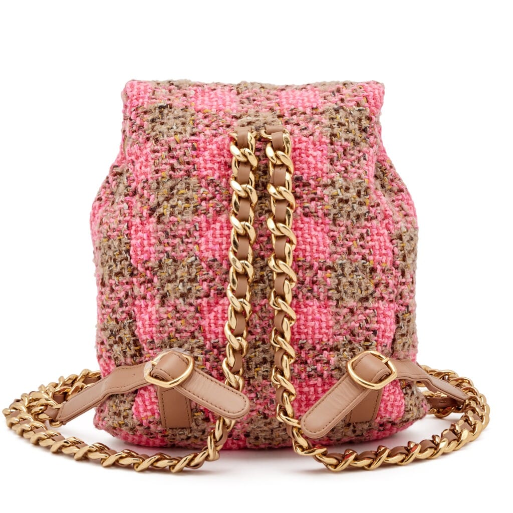 Pink and Beige Wool Tweed Duma Backpack Gold Hardware, 2022