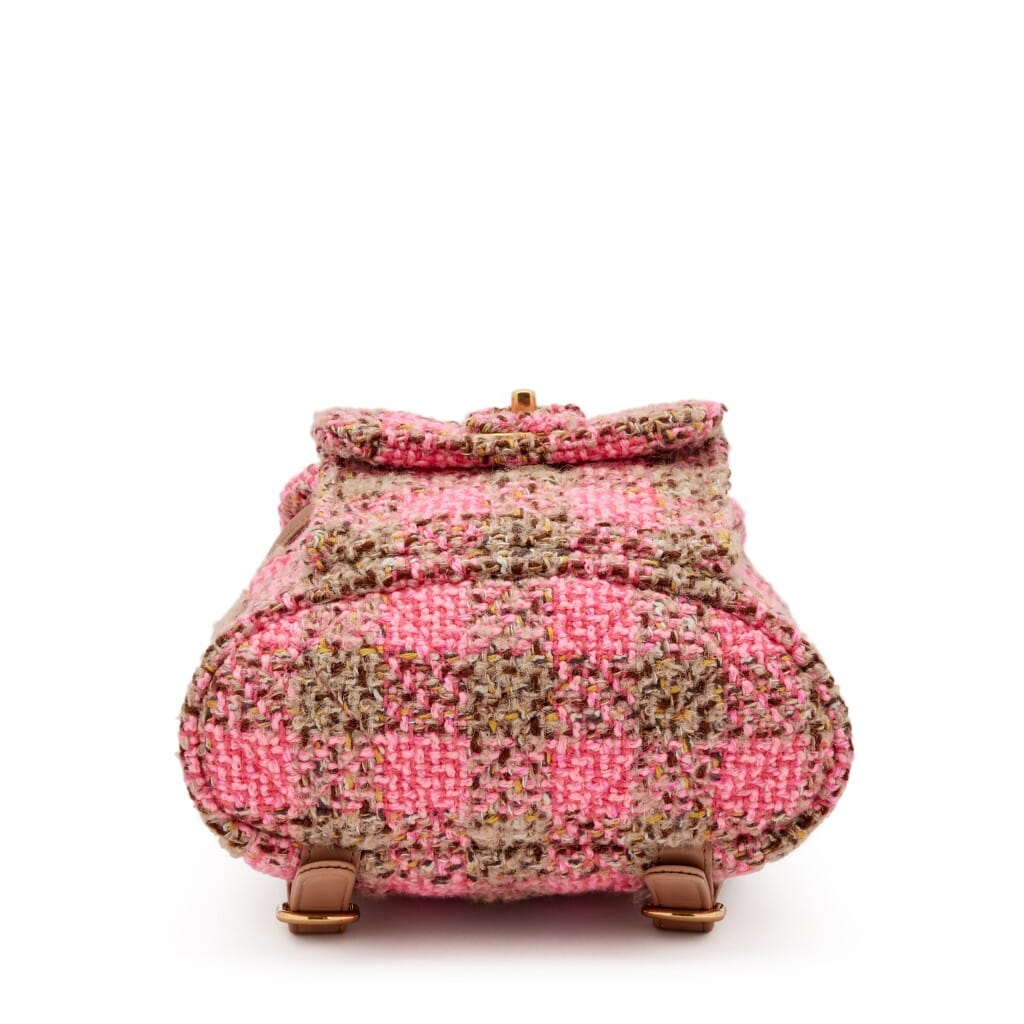 Pink and Beige Wool Tweed Duma Backpack Gold Hardware, 2022