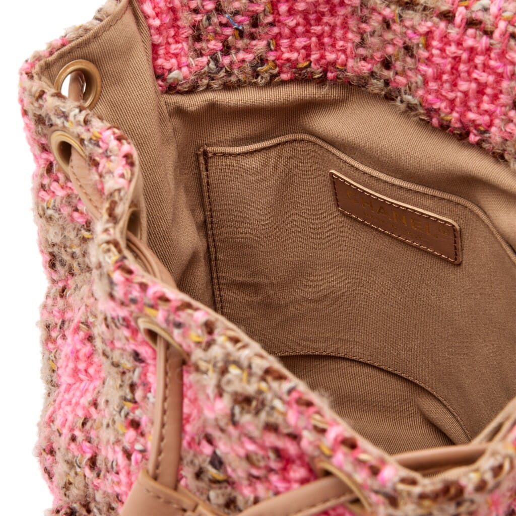 Pink and Beige Wool Tweed Duma Backpack Gold Hardware, 2022